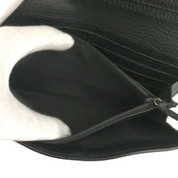 Gucci Black Leather Continental Wallet with Gold Logo - Picture 6 of 8